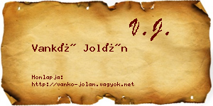 Vankó Jolán névjegykártya