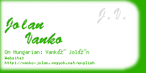 jolan vanko business card